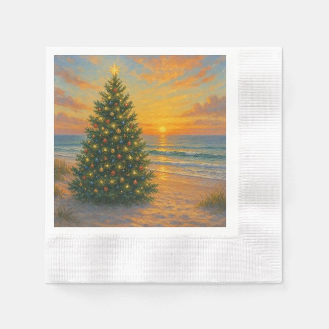Serviette En Papier Arbre de Noël nautique/cotier plage (Devant)