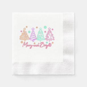 Serviette En Papier Arbre de Noël néon Joyeux et Lumineux Noël