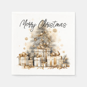 Serviette En Papier Arbre de Noël or rétro