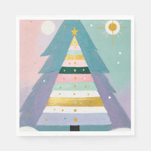 Serviette En Papier Arbre de Noël Pastel Céleste