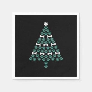 Serviette En Papier Arbre de Noël Patte de Chien Cadeau de Noël Mignon