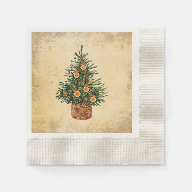 Serviette En Papier Arbre de Noël Pays traditionnel Simple (Devant)
