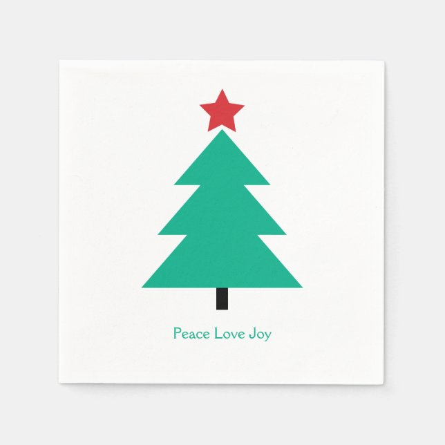 Serviette En Papier Arbre de Noël Peace Love Joie (Devant)