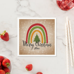 Serviette En Papier Arbre de Noël Rainbow moderne 20xx Ajouter année