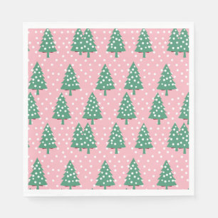 Serviette En Papier Arbre de Noël rose et vert