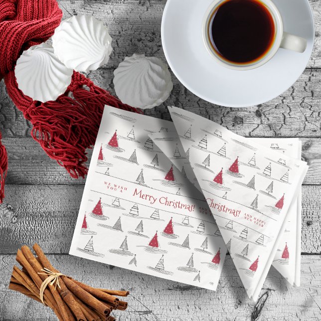 Serviette En Papier Arbre de Noël rouge Motif#5 ID1009 (Créateur téléchargé)