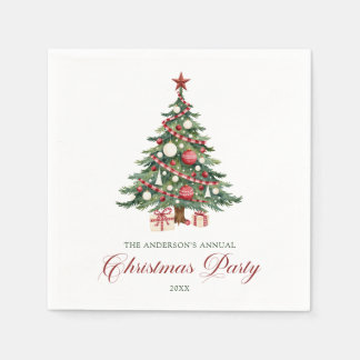 Serviette En Papier Arbre de Noël Rouge Vert Chic Fête de Noël