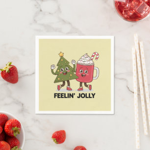 Serviette En Papier Arbre de Noël Sentiment Joyeux Amateur de Café Hiv