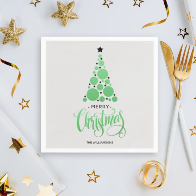 Serviette En Papier Arbre de Noël vert moderne Naples de vacances (Créateur téléchargé)