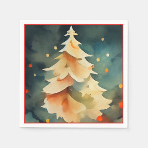 Serviette En Papier Arbre de Noël vibrant et fête de Noël illuminée
