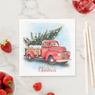 Serviette En Papier Arbre de Noël vintage Red Truck