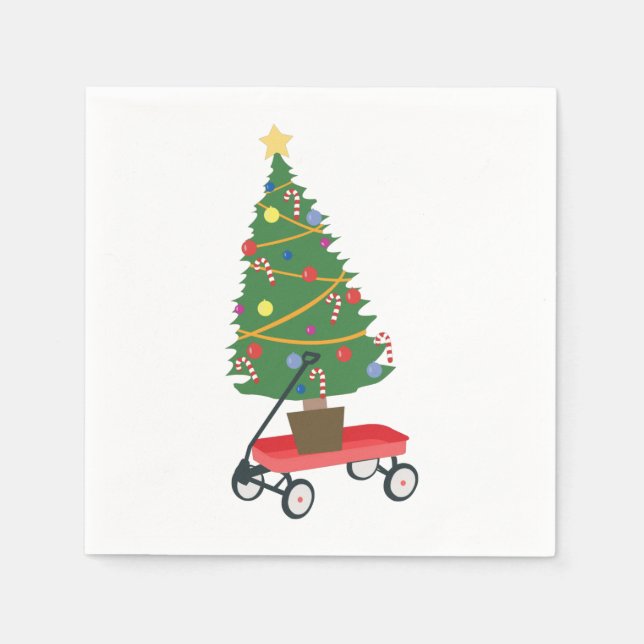 Serviette En Papier Arbre de Noël Wagon (Devant)