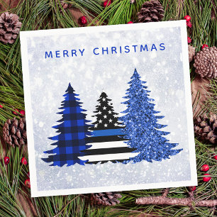 Serviette En Papier Arbre de Parties scintillant Plaid de la ligne ble