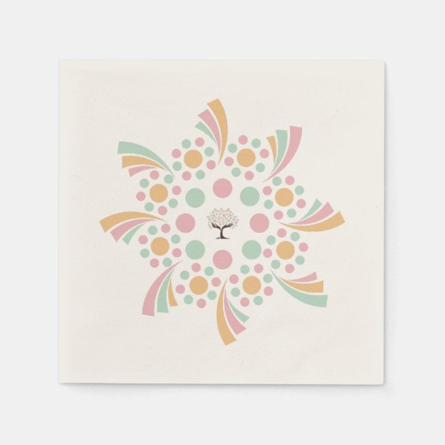 Serviette En Papier Arbre de Vie Mandala Pastel (Devant)