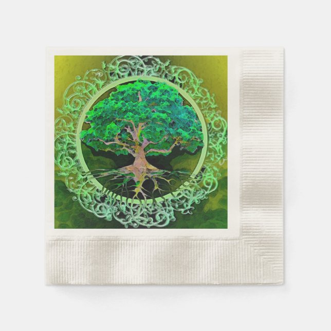 Serviette En Papier Arbre de vie Santé et prospérité (Devant)