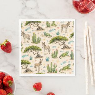 Serviette En Papier Arbre divi d'Aruba, âne, iguane, cactus