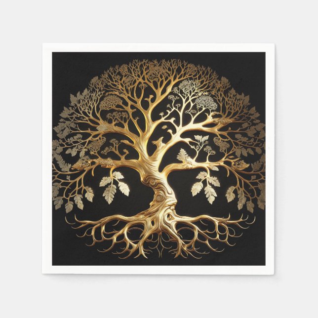 Serviette En Papier Arbre doré de la vie Yggdrasil (Devant)