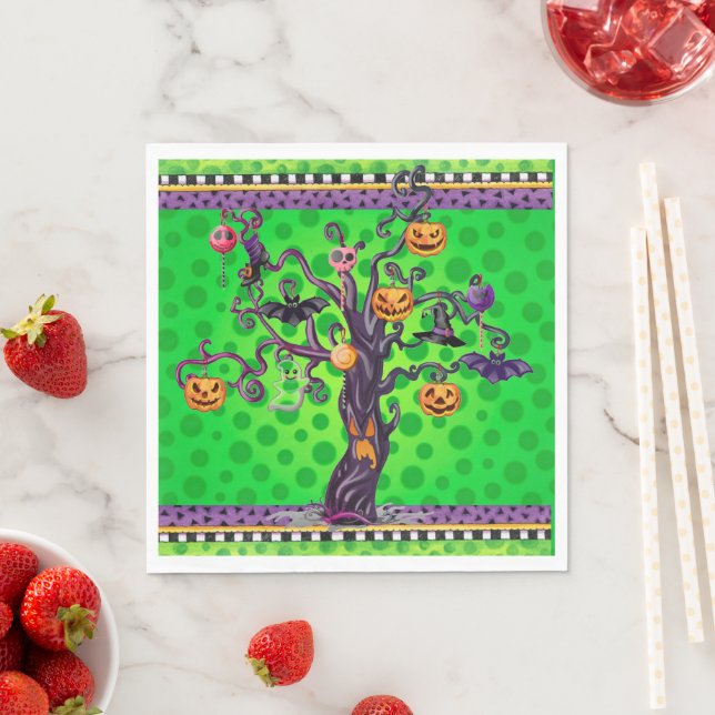 Serviette En Papier Arbre effrayant d'Halloween (En situation)
