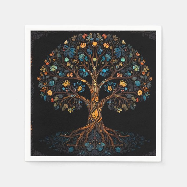 Serviette En Papier Arbre mosaïque en verre tendu (Devant)