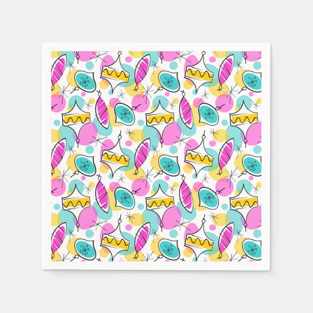 Serviette En Papier Arbre rétro Baubles Multi 360 papier serviette (Devant)