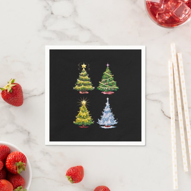 Serviette En Papier Arbre vert Noël Vacances Hiver (En situation)