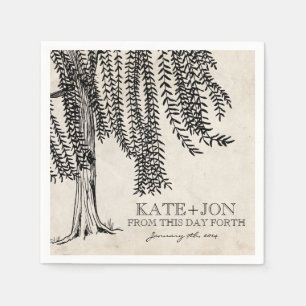 Serviette En Papier Arbre vintage noir à pleurs