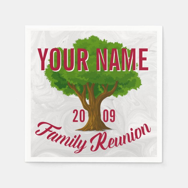 Serviette En Papier Arbre vivant Réunion familiale personnalisée (Devant)