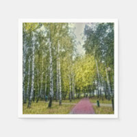Arbres à bouleau stylisés Peinture Papier Napkin