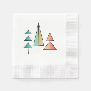 Serviette En Papier arbres arc-en-ciel modernes du milieu du siècle ro