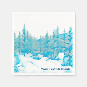 Serviette En Papier Arbres bleus neigeux