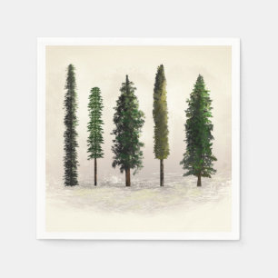 Serviette En Papier Arbres de la forêt verte vintage mariage rustique 