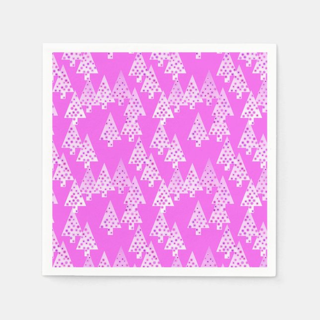 Serviette En Papier Arbres de Noël à fleurs modernes - orchidée rose (Devant)