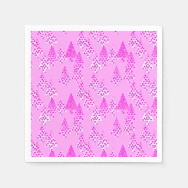 Serviette En Papier Arbres de Noël à fleurs modernes - orchidée & viol (Devant)