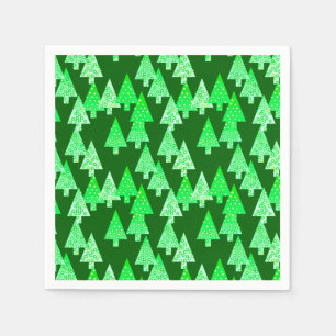 Serviette En Papier Arbres de Noël à fleurs modernes - vert de pin