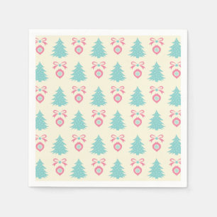 Serviette En Papier Arbres de Noël, Bows & Baubles Motif rétro