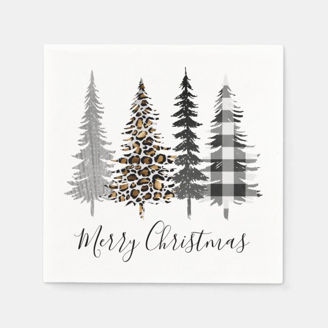 Serviette En Papier Arbres de Noël de Ferme Moderne (Devant)