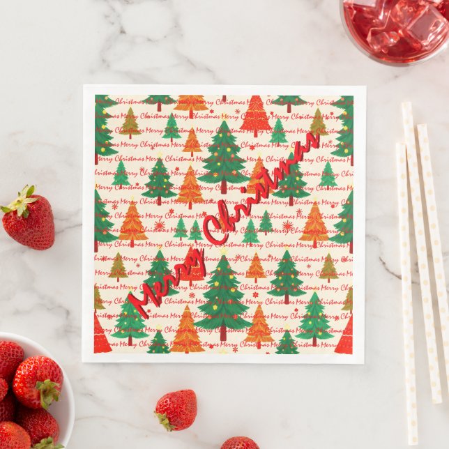 Serviette En Papier Arbres de Noël de luxe festifs (En situation)