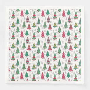 Serviette En Papier Arbres de Noël Décorés Fantaisistes et Capricieux