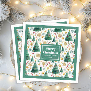 Serviette En Papier Arbres de Noël Élégants Serviettes de Fête Rouge V