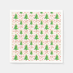 Serviette En Papier Arbres de Noël et flocons de neige dorés