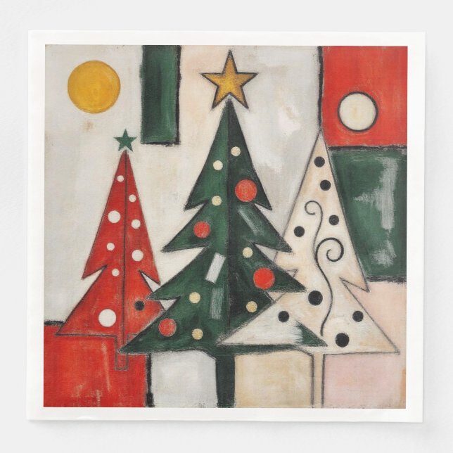 Serviette En Papier Arbres de Noël Fauves (Devant)