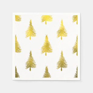 Serviette En Papier Arbres de Noël Faux Gold Foil Motif de vacances