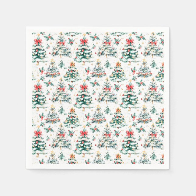 Serviette En Papier Arbres de Noël festifs (Devant)