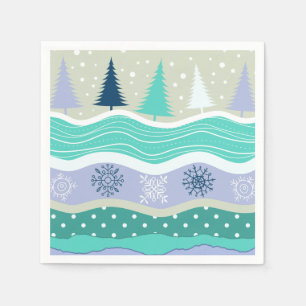 Serviette En Papier Arbres de Noël Flocons de Neige Scrapbooking