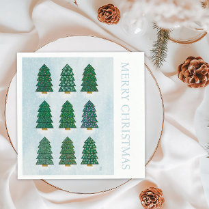 Serviette En Papier Arbres de Noël géométriques scandinaves nordiques