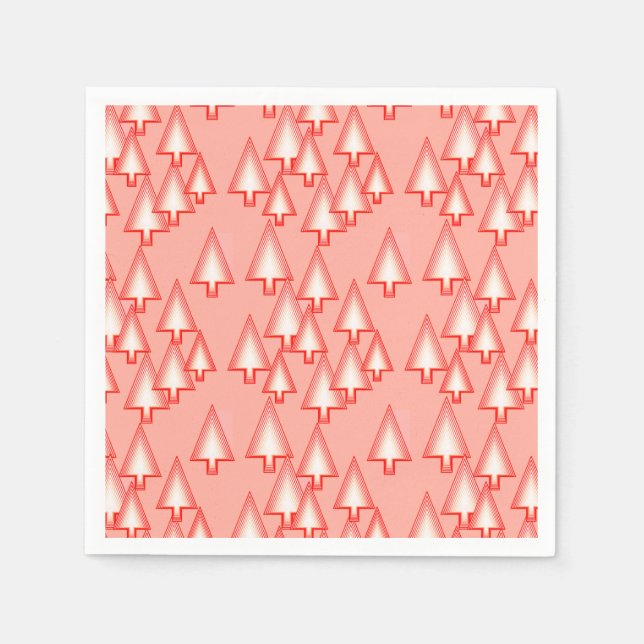 Serviette En Papier Arbres de Noël métalliques modernes - corail orang (Devant)