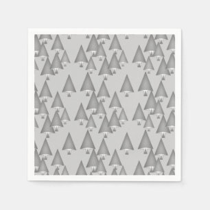 Serviette En Papier Arbres de Noël métalliques modernes - gris argenté