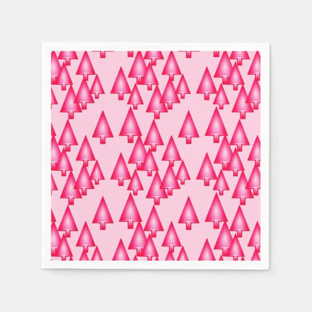 Serviette En Papier Arbres de Noël métalliques modernes - rose fuchsia (Devant)