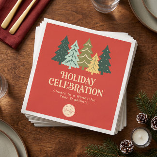 Serviette En Papier Arbres de Noël Modernes Entreprise Joyeuses Fêtes