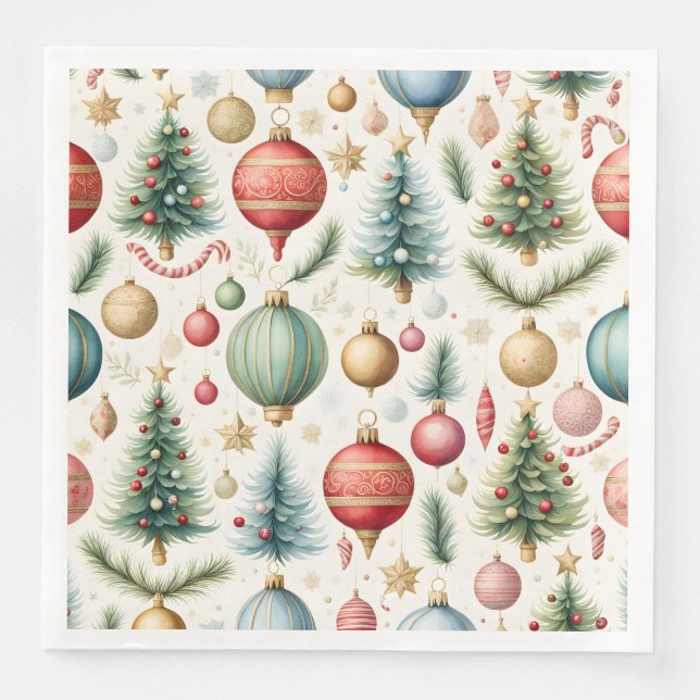 Serviette En Papier Arbres de Noël Ornements Sucres de canne Motif (Devant)